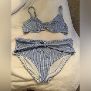J. Crew Seersucker Stripe Bikini Set